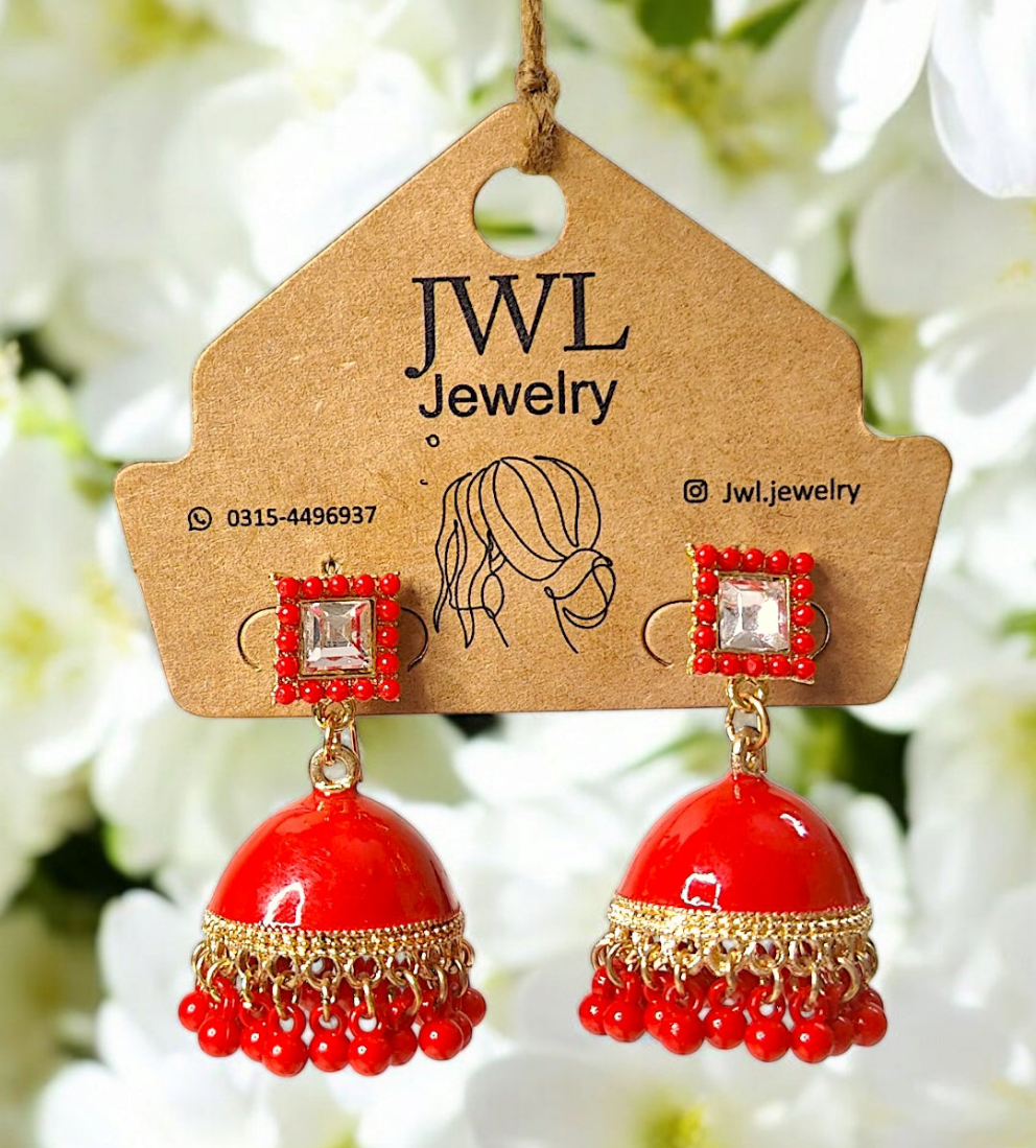 Square Pearl Jhumka Earrings