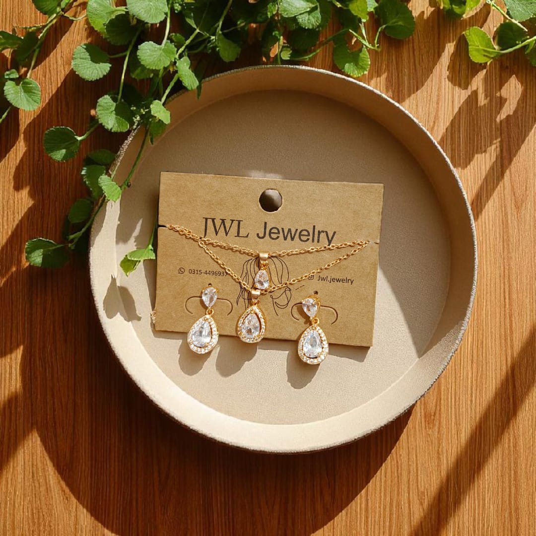 Dual Chain Teardrop Pendant Set