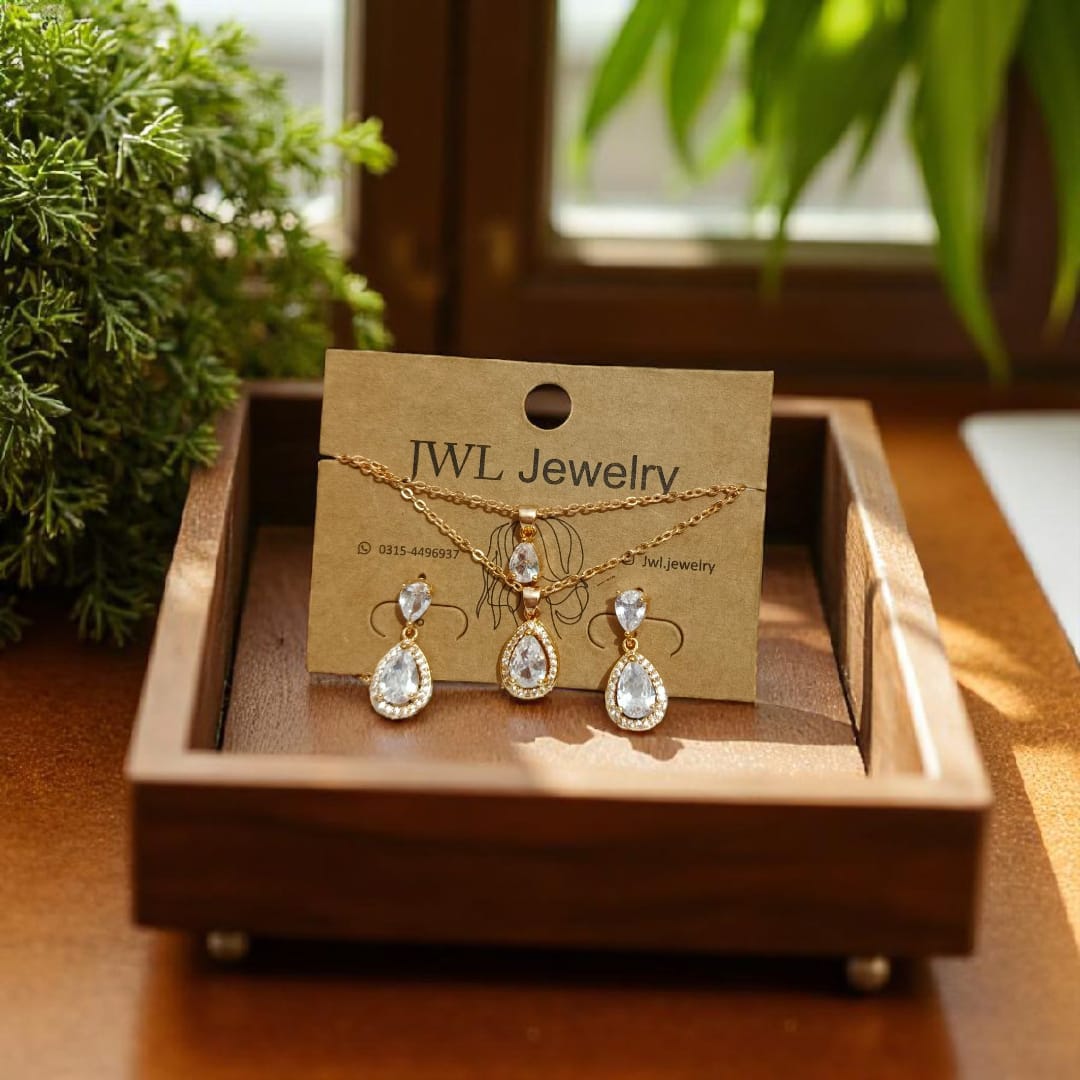 Dual Chain Teardrop Pendant Set