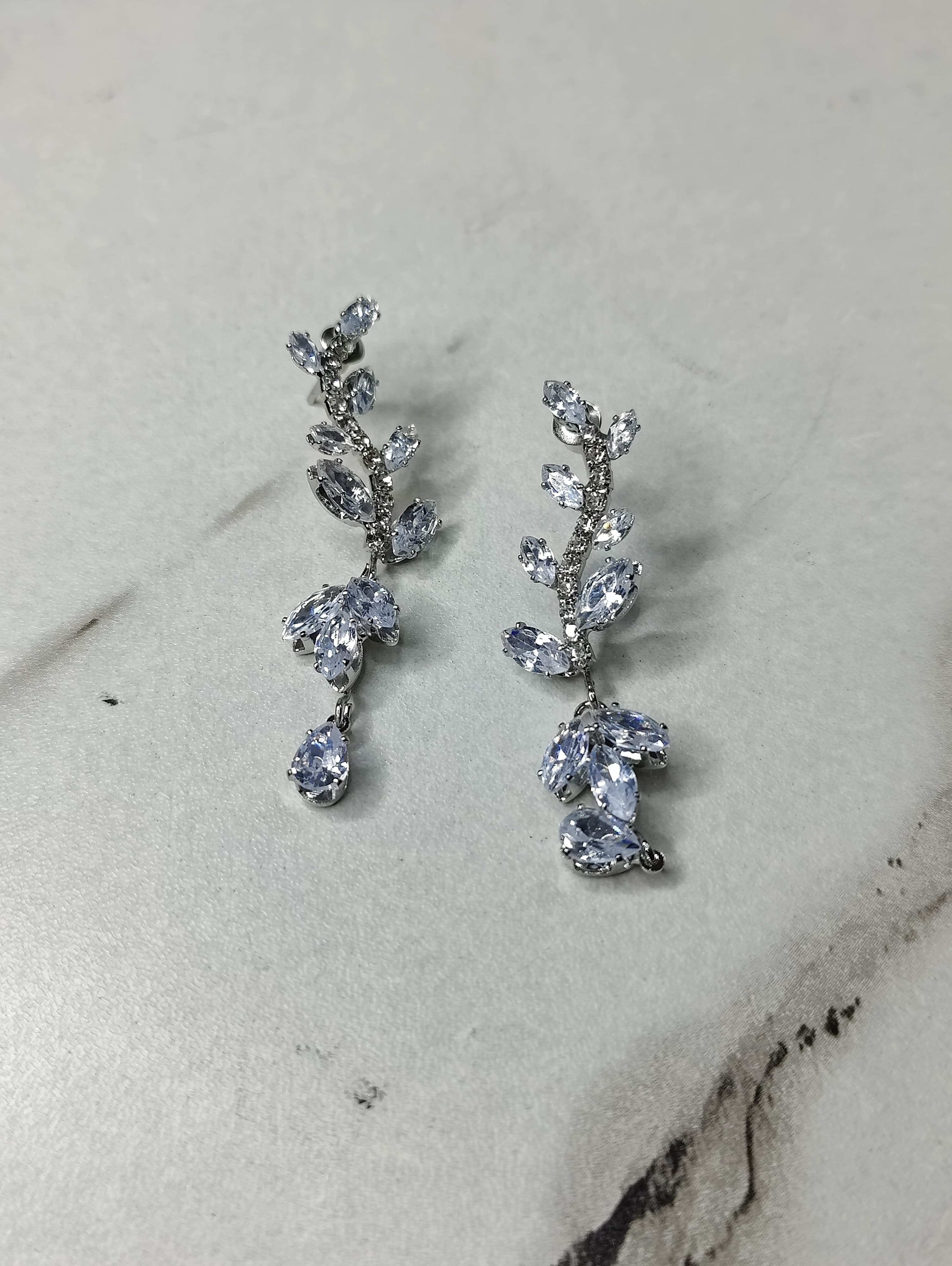 Crystal Leaf Drop Earrings