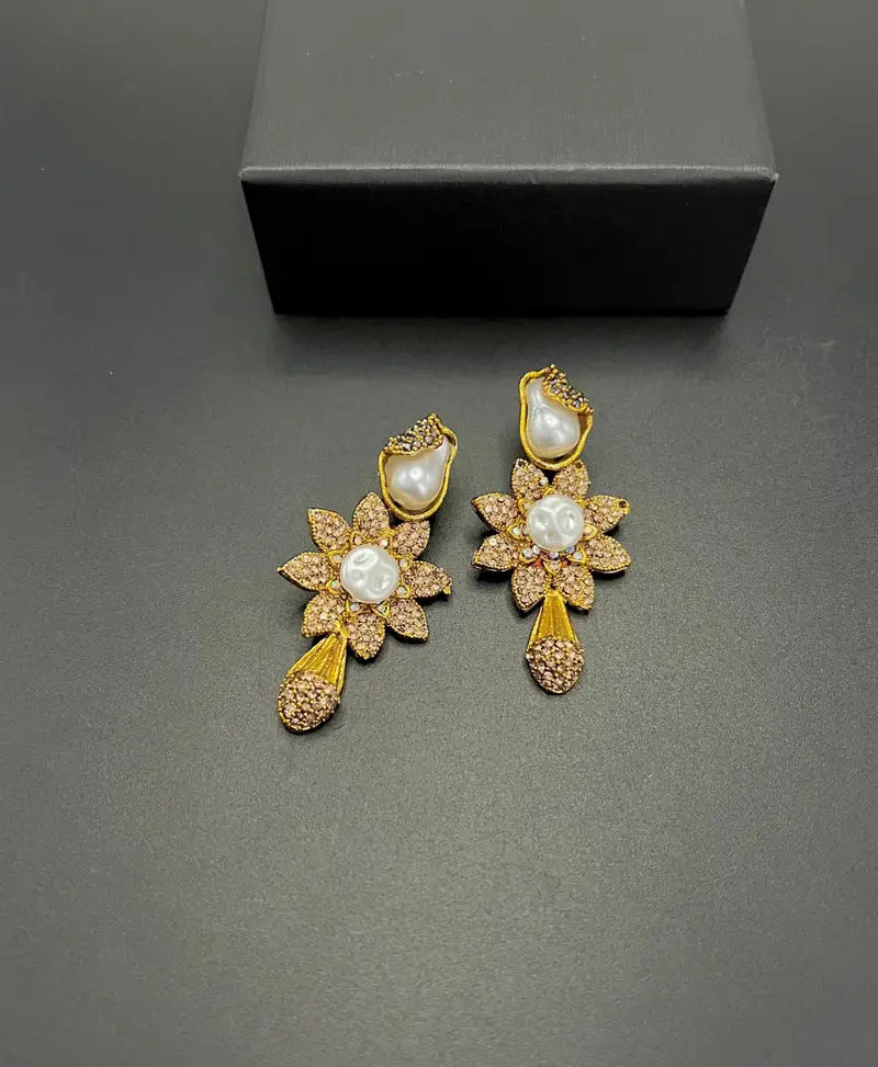 Turkish Floral Drop Statement Earrings