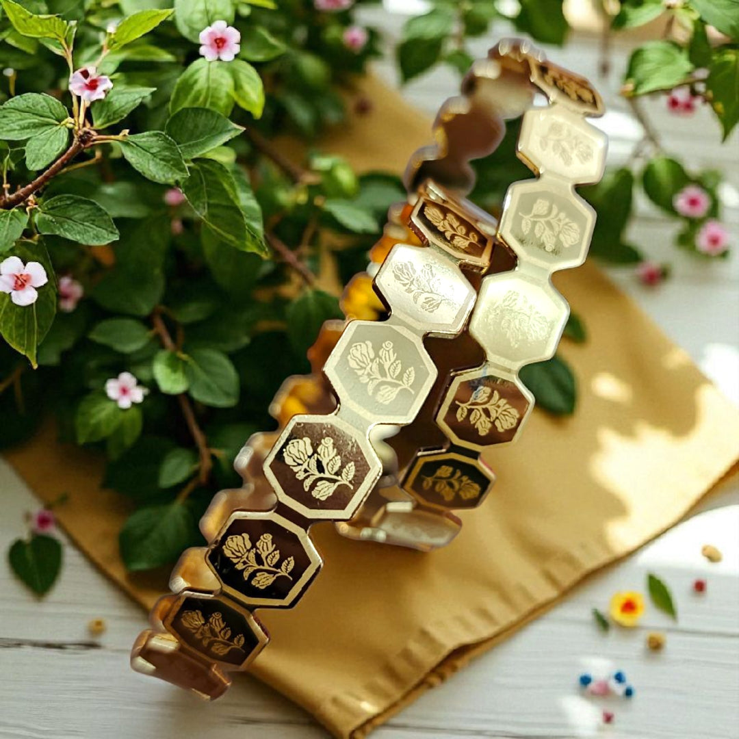 Hexagon Printed Floral Bangle