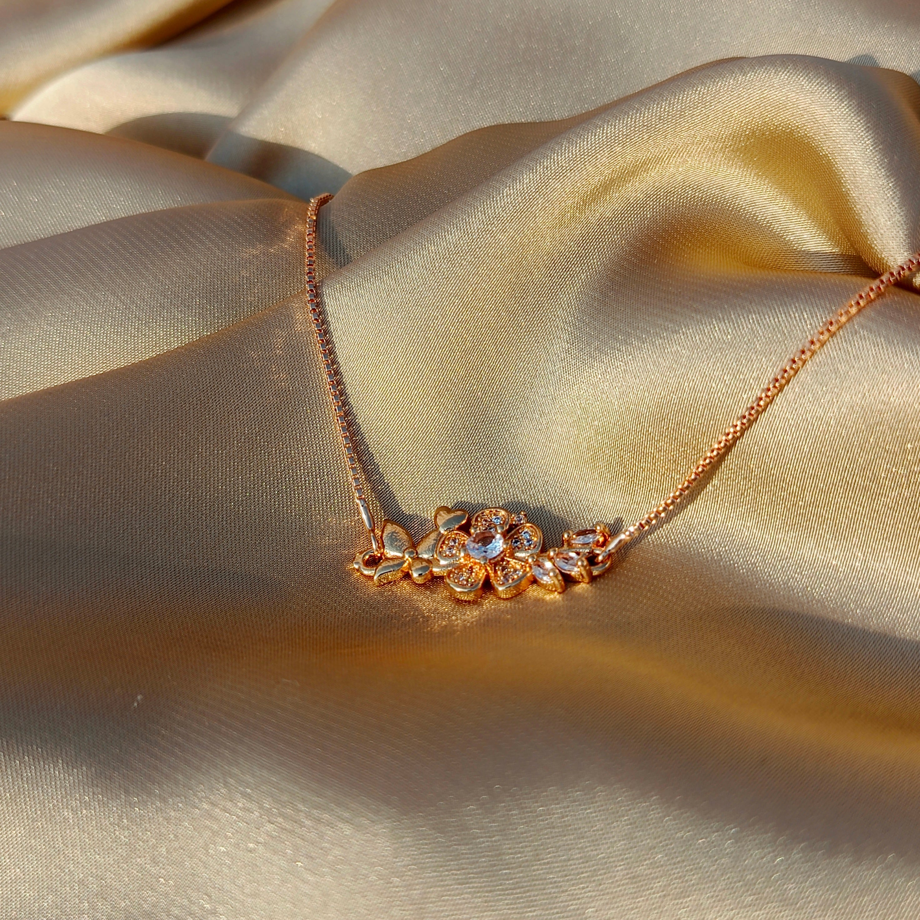 Golden Floral Bracelet for Women