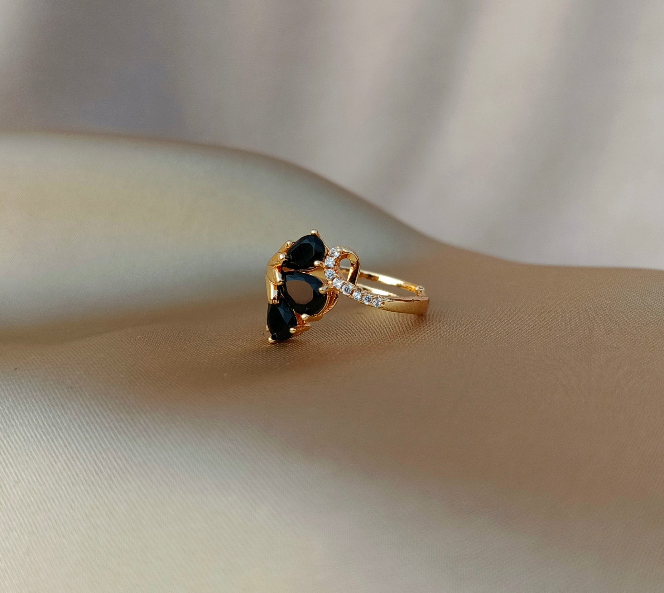 Elegant Adjustable Stone Ring for Women | Stylish Gold Finish Cocktail Ring