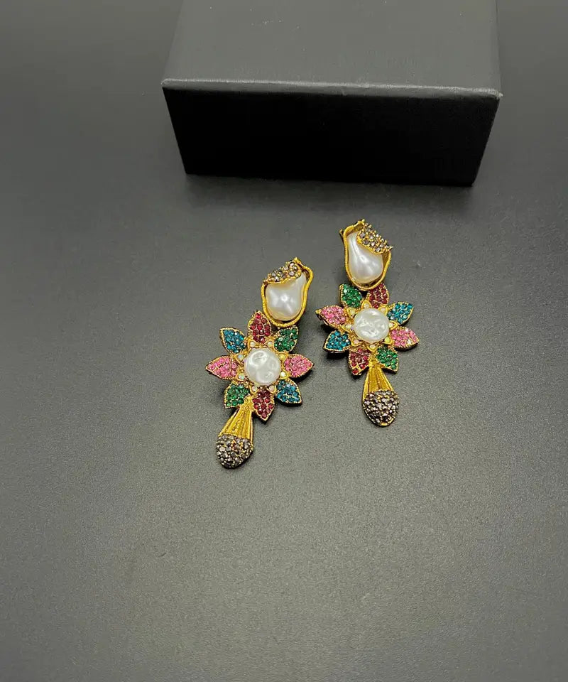 Turkish Floral Drop Statement Earrings