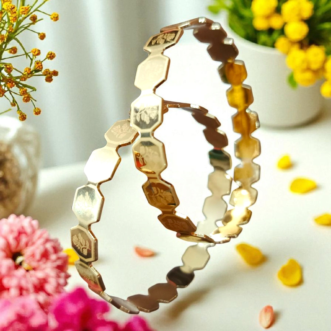 Hexagon Printed Floral Bangle