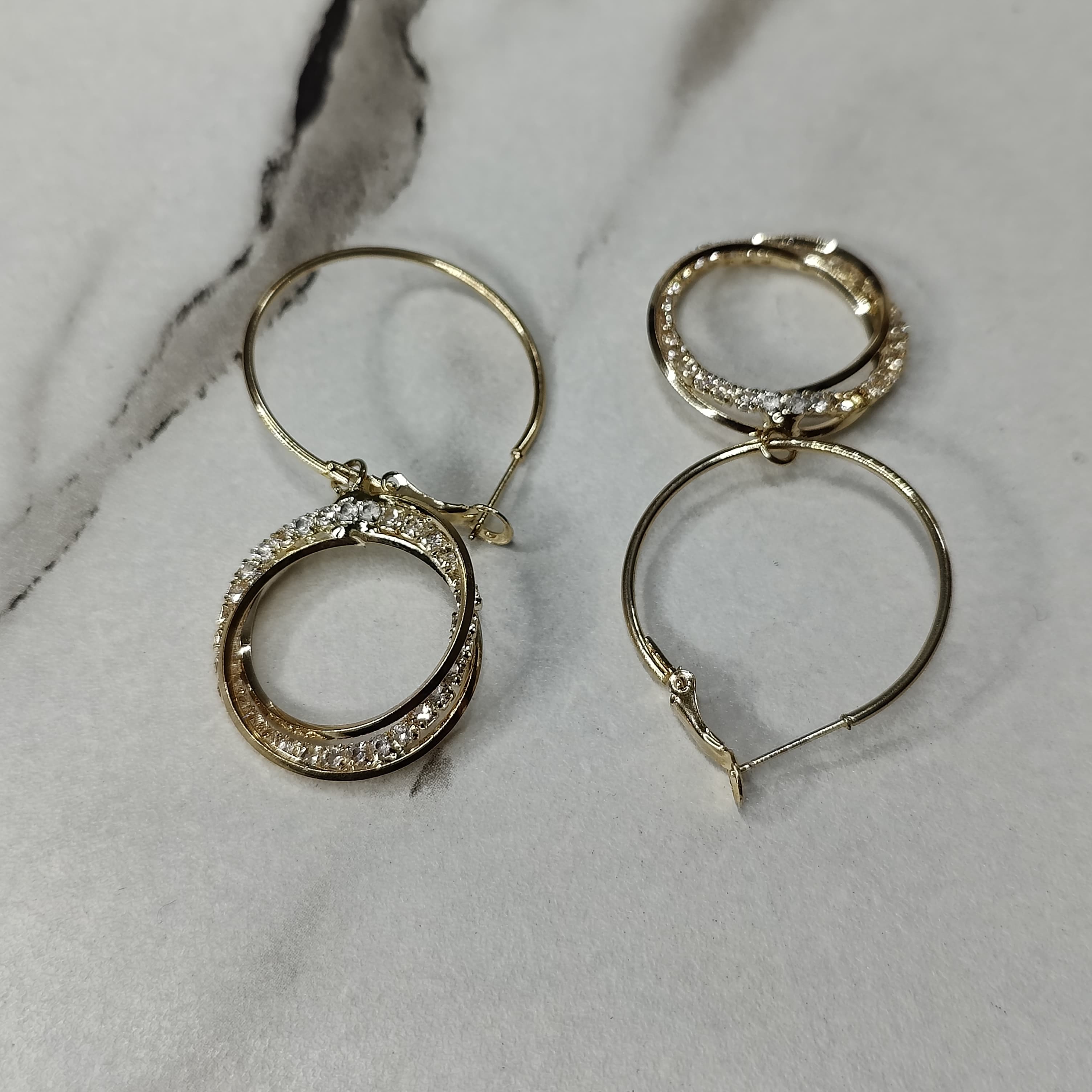 Dangling Hoop Golden Drop Earrings