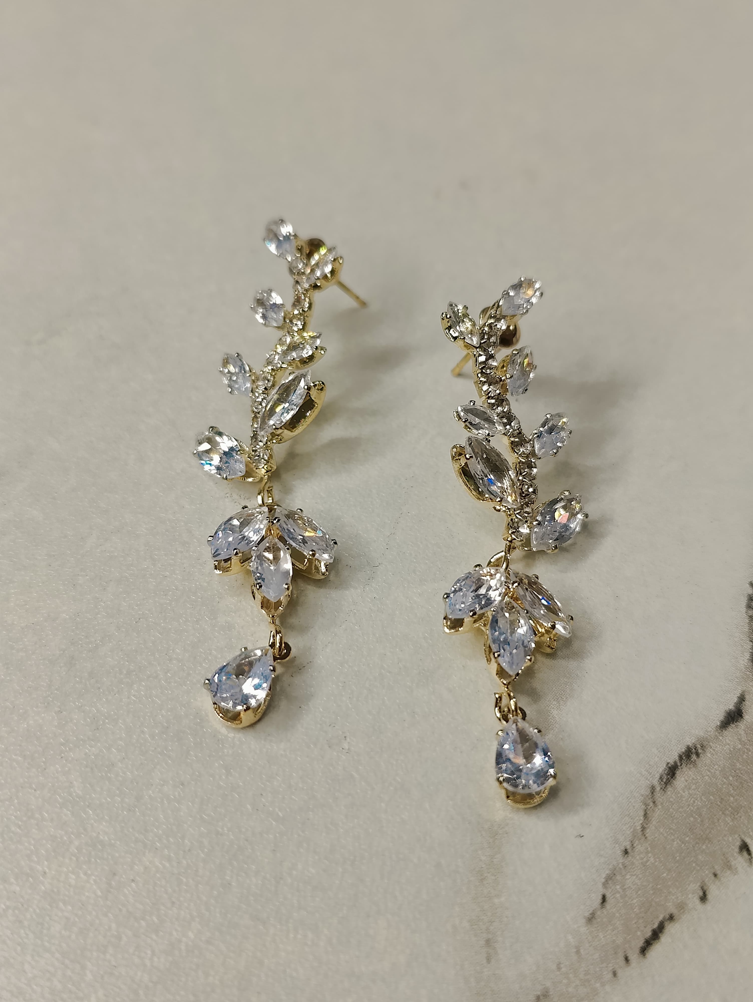 Crystal Leaf Drop Earrings
