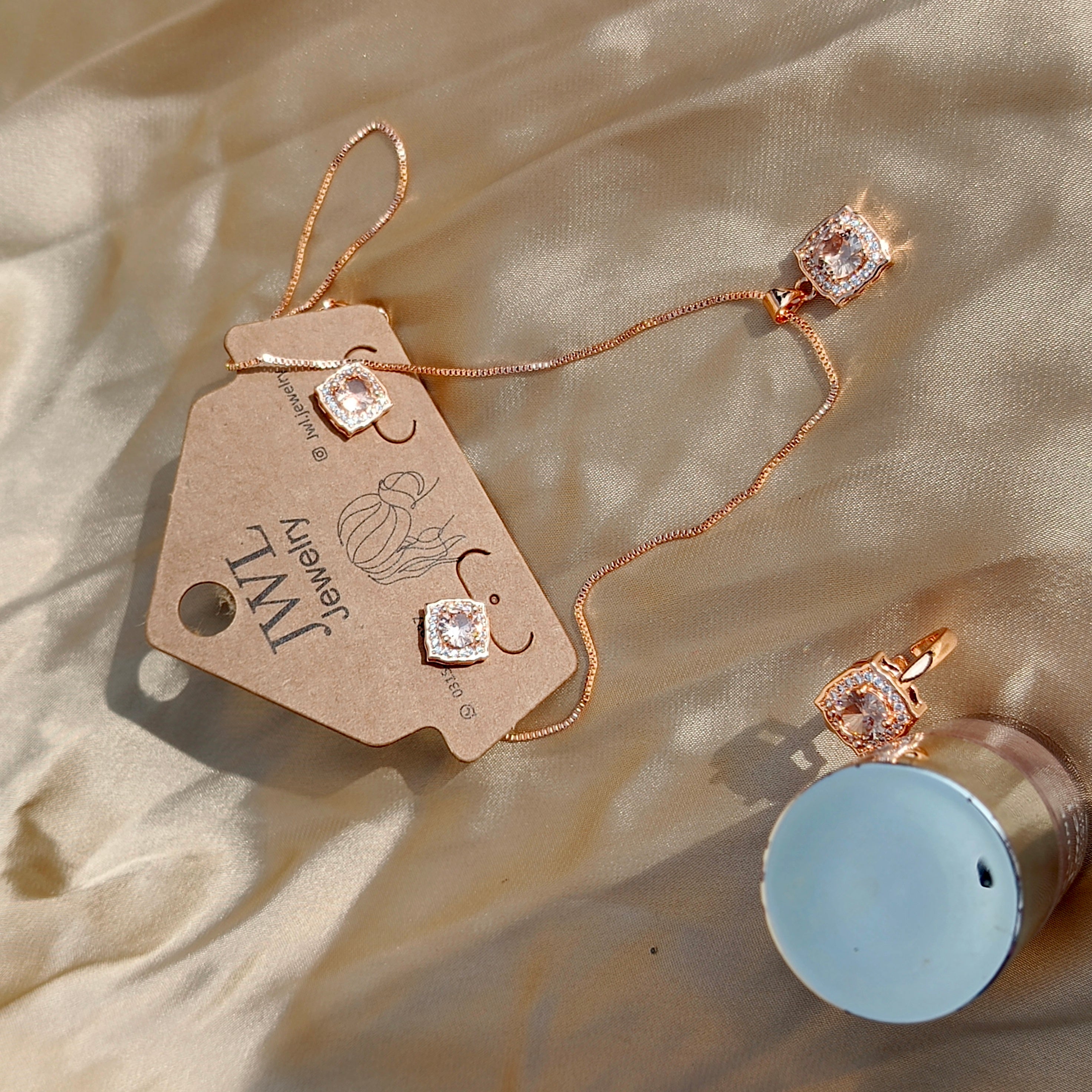 Square Shaped Pendant Set with Ring