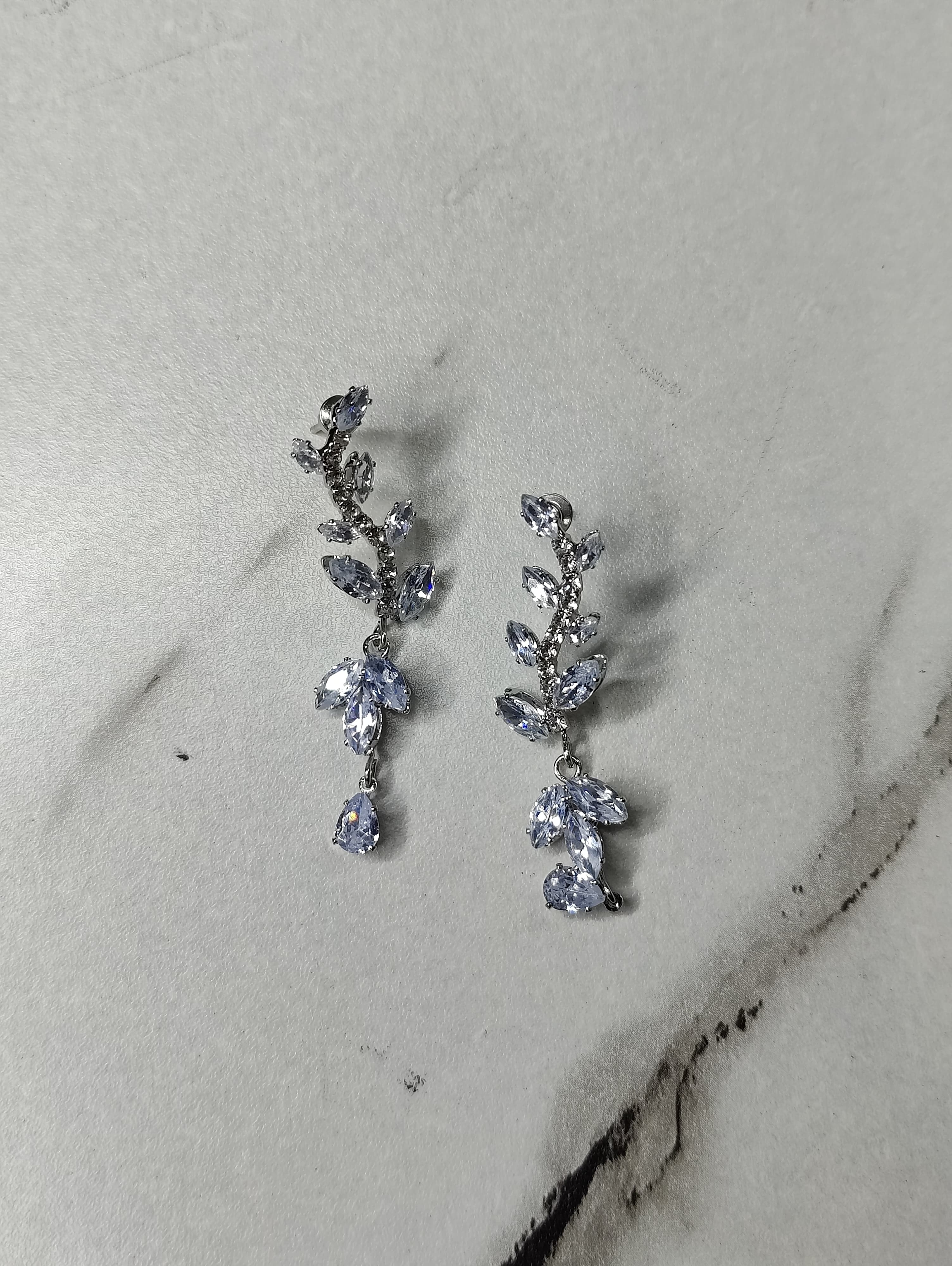 Crystal Leaf Drop Earrings
