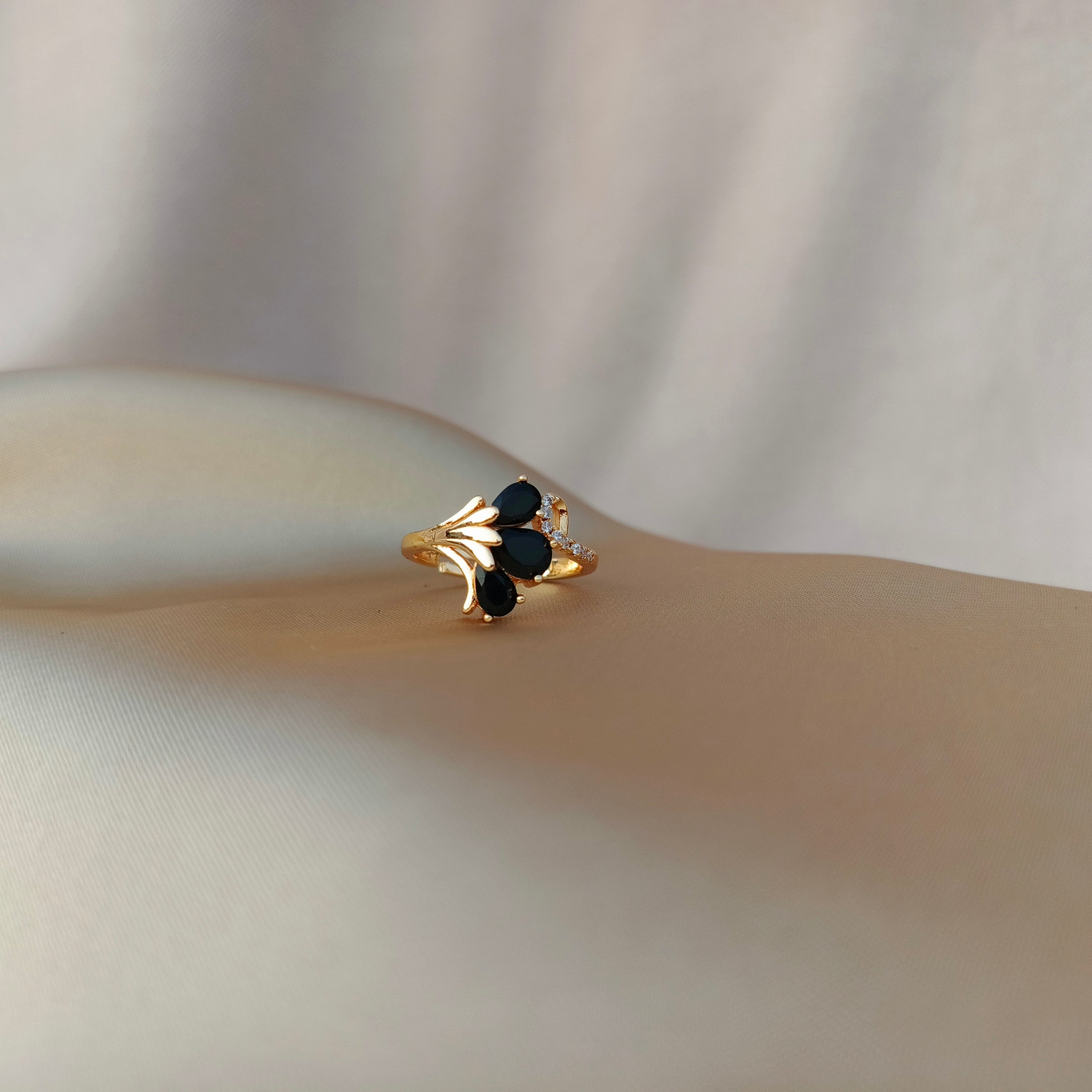 Elegant Adjustable Stone Ring for Women | Stylish Gold Finish Cocktail Ring