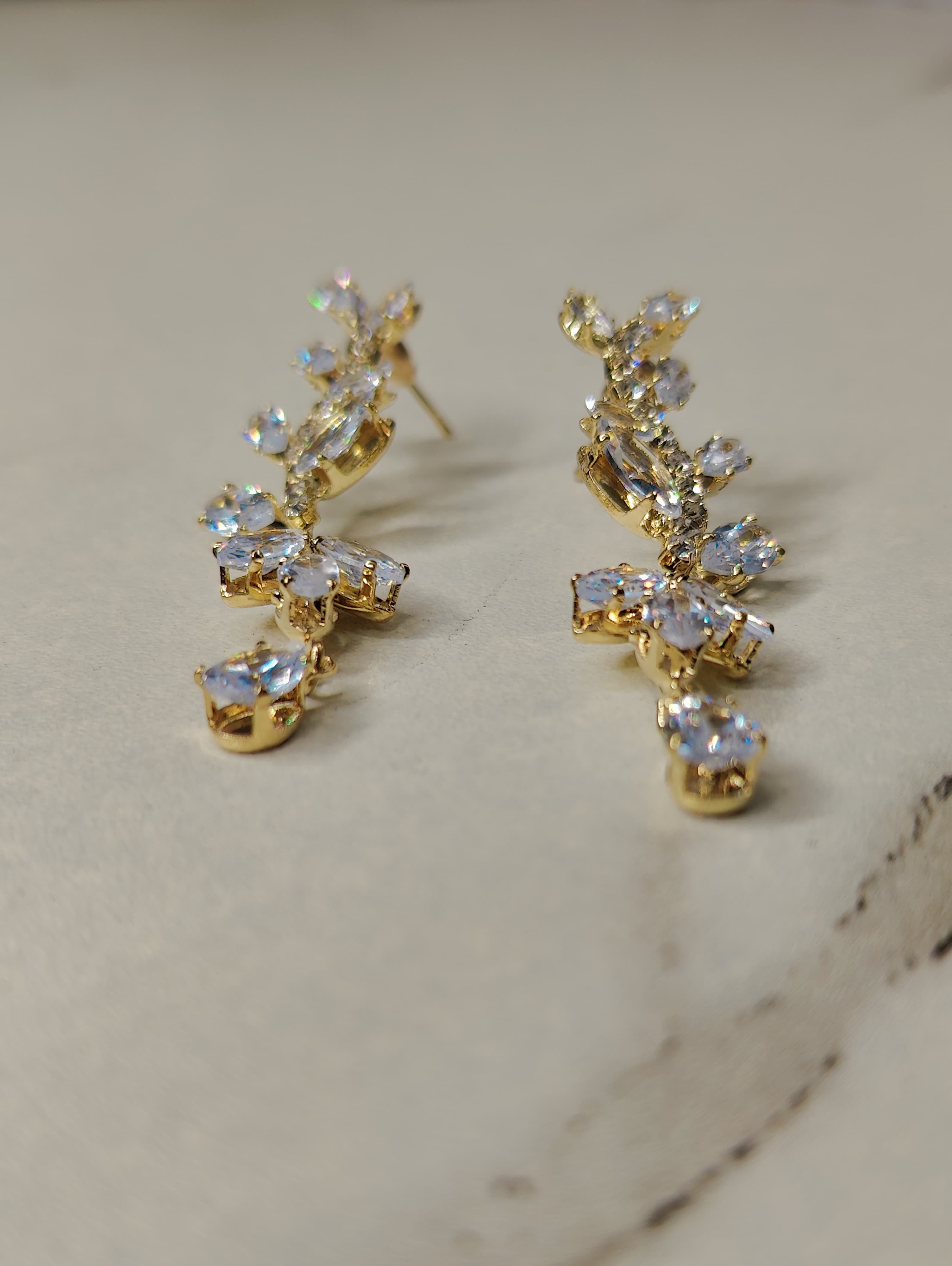 Crystal Leaf Drop Earrings