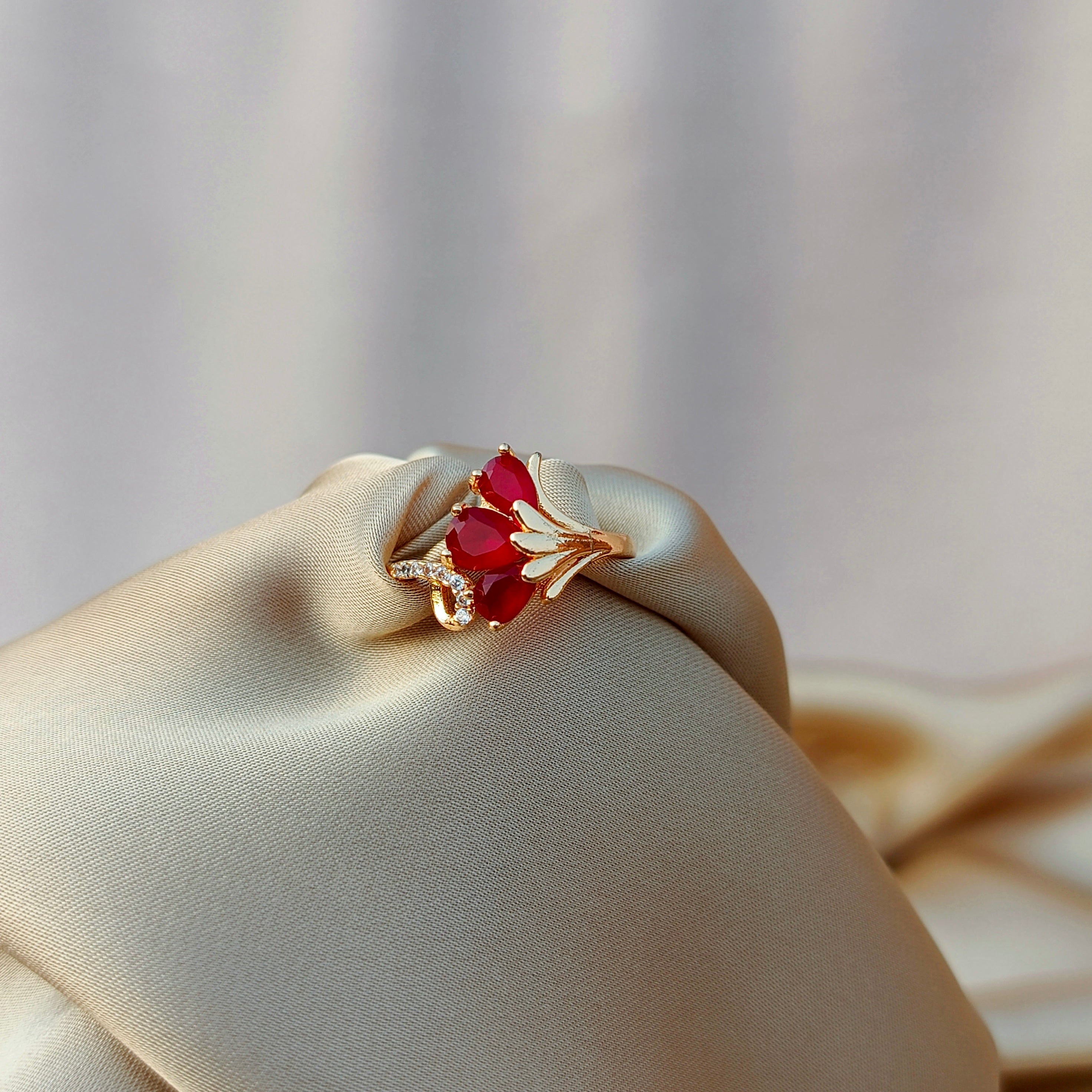 Elegant Adjustable Stone Ring for Women | Stylish Gold Finish Cocktail Ring