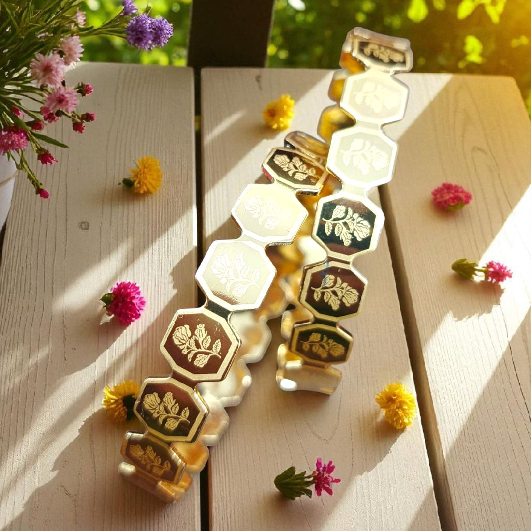 Hexagon Printed Floral Bangle