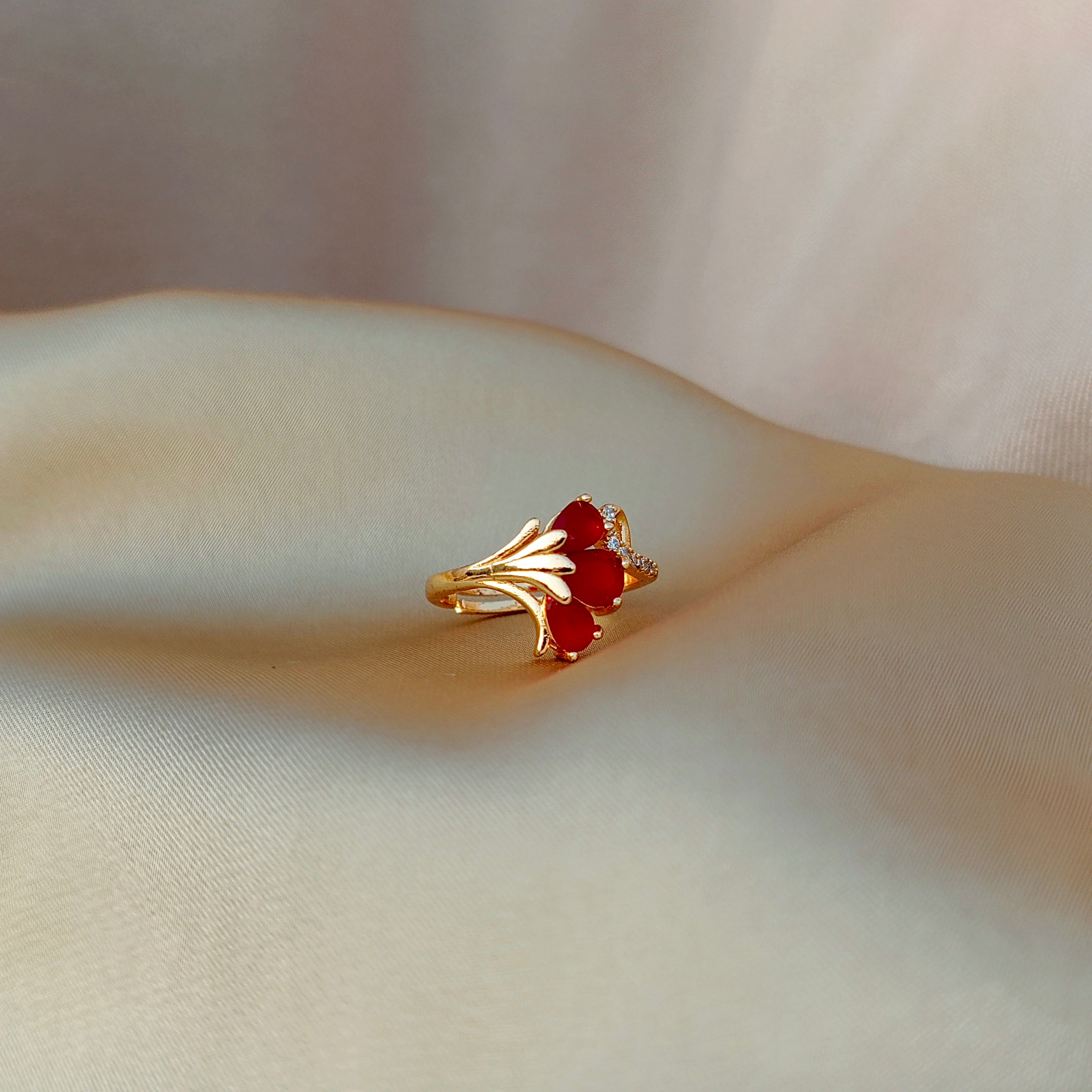 Elegant Adjustable Stone Ring for Women | Stylish Gold Finish Cocktail Ring