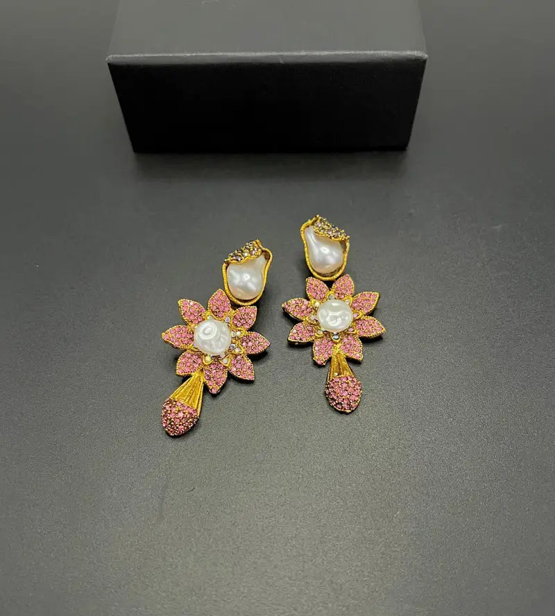 Turkish Floral Drop Statement Earrings