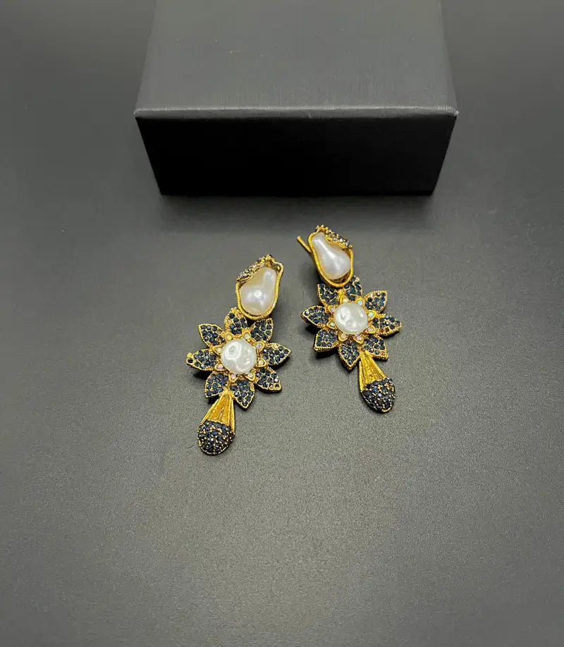 Turkish Floral Drop Statement Earrings