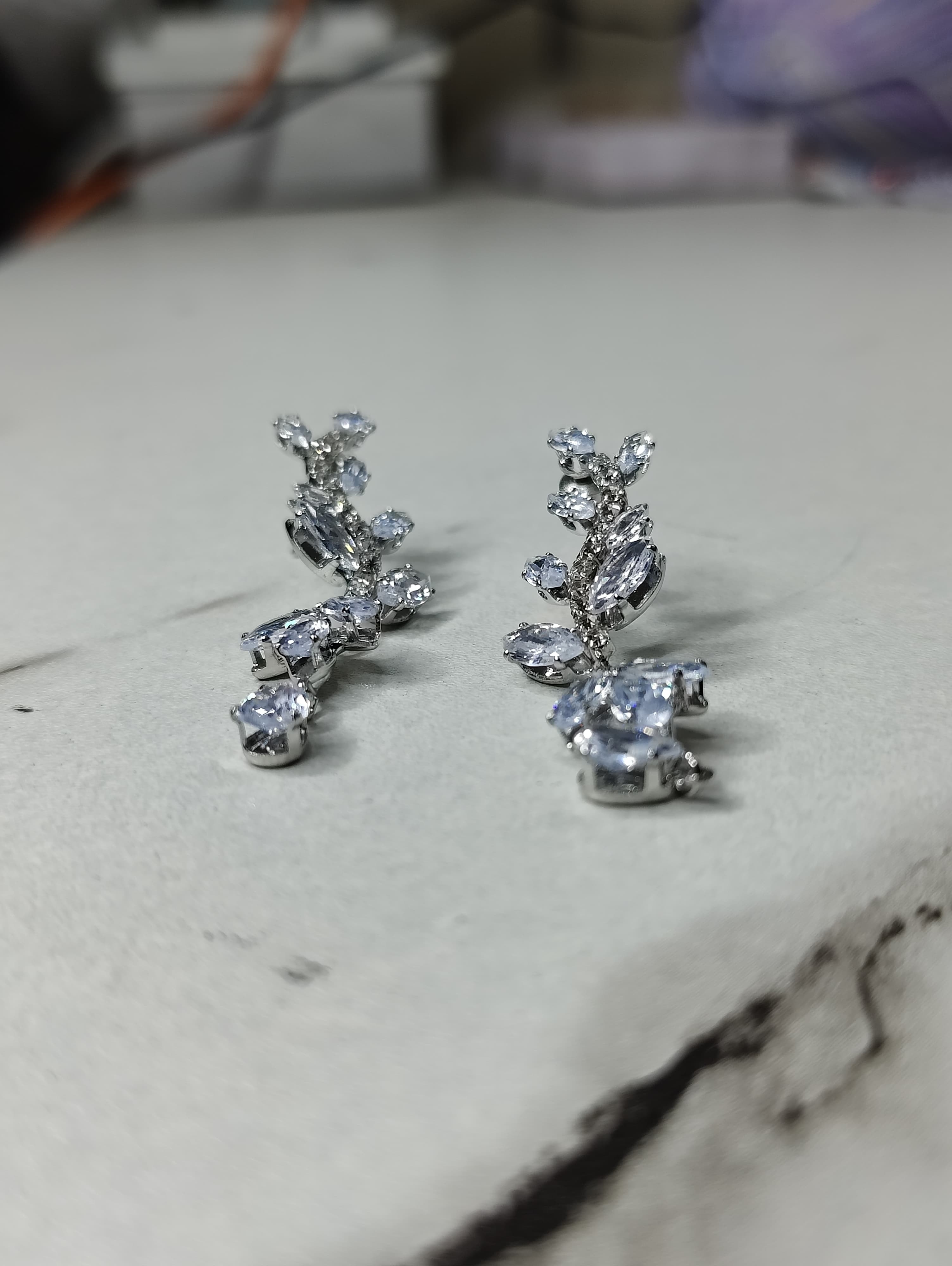 Crystal Leaf Drop Earrings