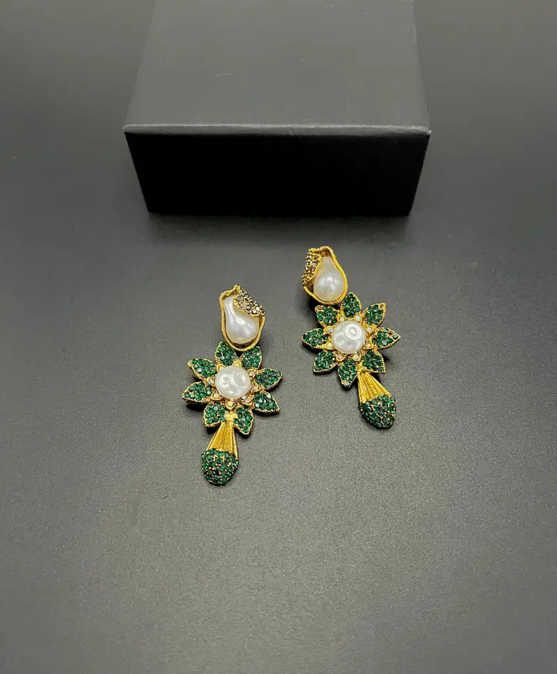 Turkish Floral Drop Statement Earrings