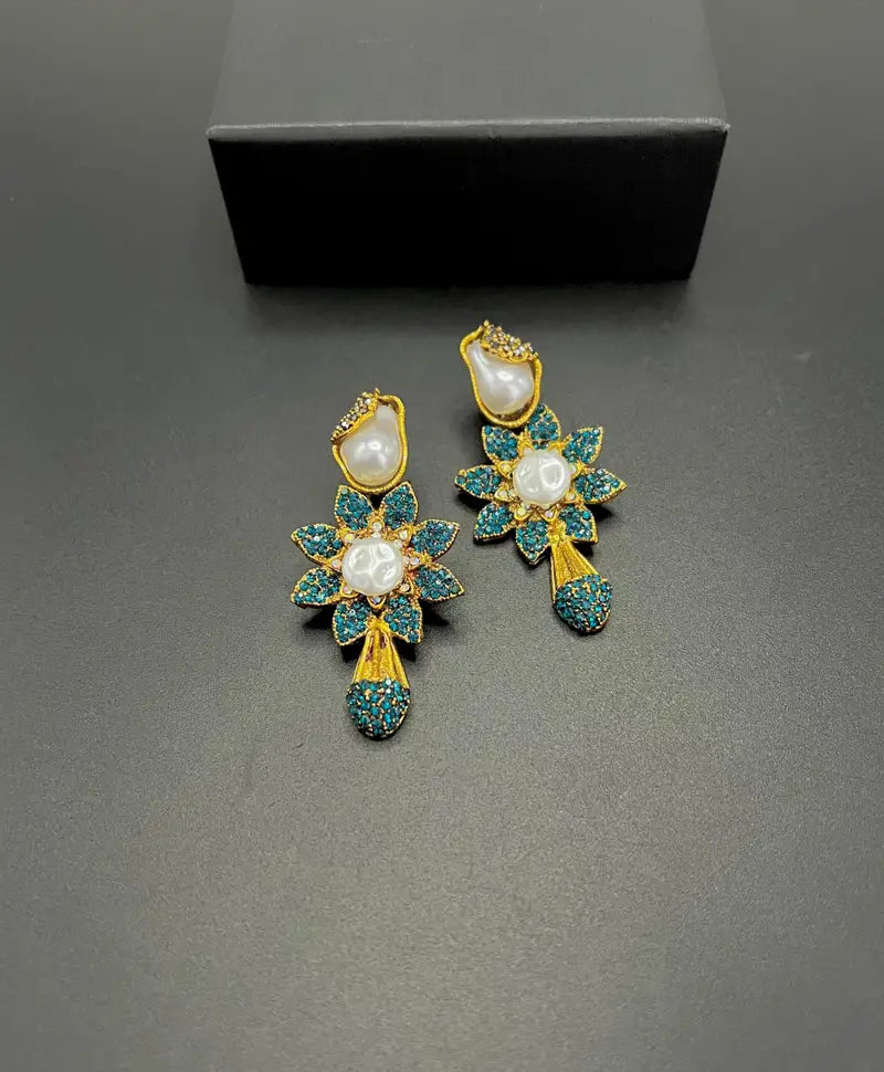 Turkish Floral Drop Statement Earrings