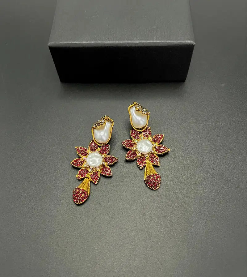 Turkish Floral Drop Statement Earrings